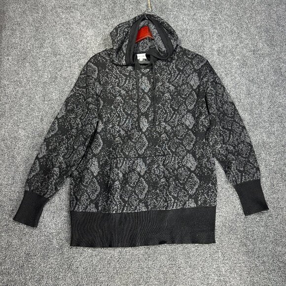 John + Jenn Sweater Womens Small Black Hooded Long Sleeve Rib Cuffs Pocket - Picture 1 of 8